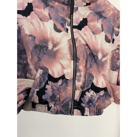 Forever 21 Cropped Hoodie Bomber Floral Jacket Pockets Full Zip SZ XS - Picture 6 of 8